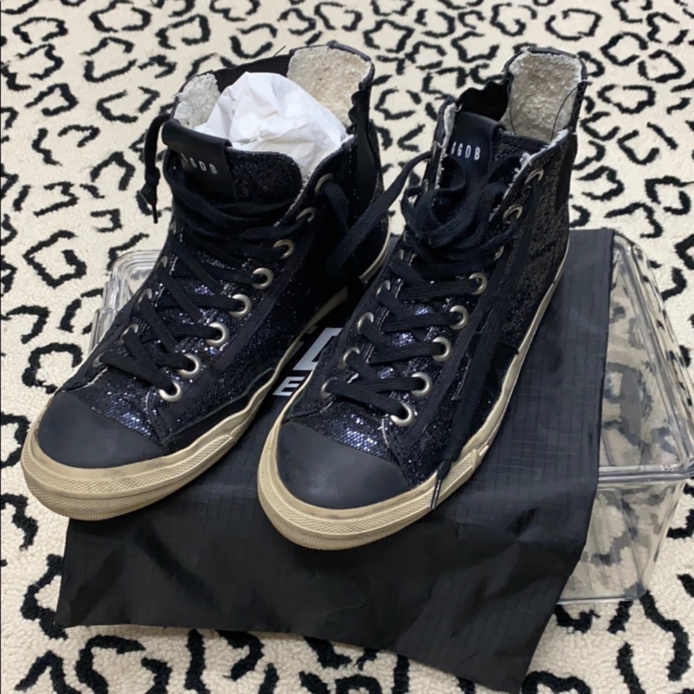 GOLDEN GOOSE glitter V-Star1 high top sneakers
